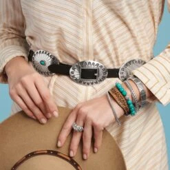 Blackbird Concho Belt -Jewelry Store blackbird concho belt black turquoise 6