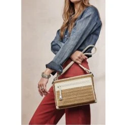 Brooklyn Straw Cross Body Organizer -Jewelry Store brooklyn straw cross body organizer wheat white 5