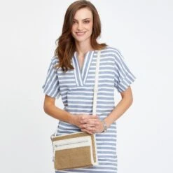 Brooklyn Straw Cross Body Organizer -Jewelry Store brooklyn straw cross body organizer wheat white 6