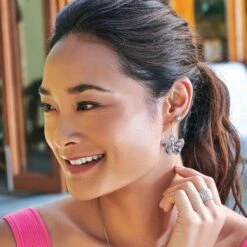 Colormix Butterfly French Wire Earrings -Jewelry Store colormix butterfly french wire earrings silver multi 2