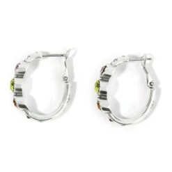 Halo Gems Trio Hoop Earrings -Jewelry Store halo gems trio hoop earrings silver multi 2