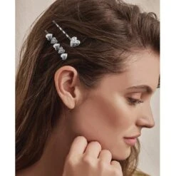Hearts Ablaze Bobby Pins -Jewelry Store hearts ablaze bobby pins silver 3