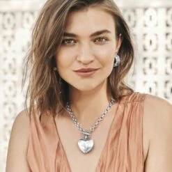 Inner Circle Heart Toggle Necklace -Jewelry Store inner circle heart toggle necklace silver 4