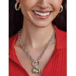 Mabel Heart Charm Holder Necklace -Jewelry Store mabel heart charm holder necklace silver 2