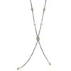 Meridian Petite Pearl Two Tone Y Necklace -Jewelry Store meridian petite pearl two tone y necklace silver pearl 0