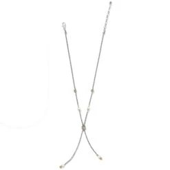 Meridian Petite Pearl Two Tone Y Necklace -Jewelry Store meridian petite pearl two tone y necklace silver pearl 1