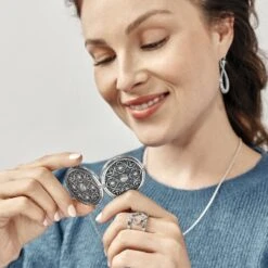 Vita Long Locket Necklace -Jewelry Store vita long locket necklace silver 4